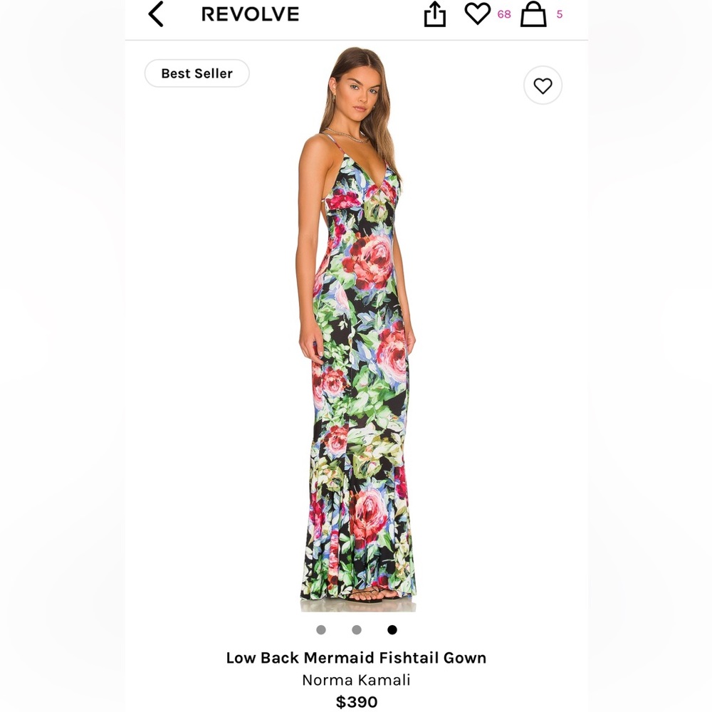 Norma Kamali- Low Back Mermaid Fishtail Gown. Size Small.